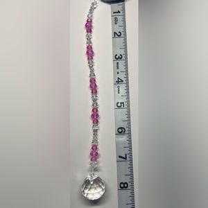 Pink and clear Mini Suncatcher. Made with glass beads